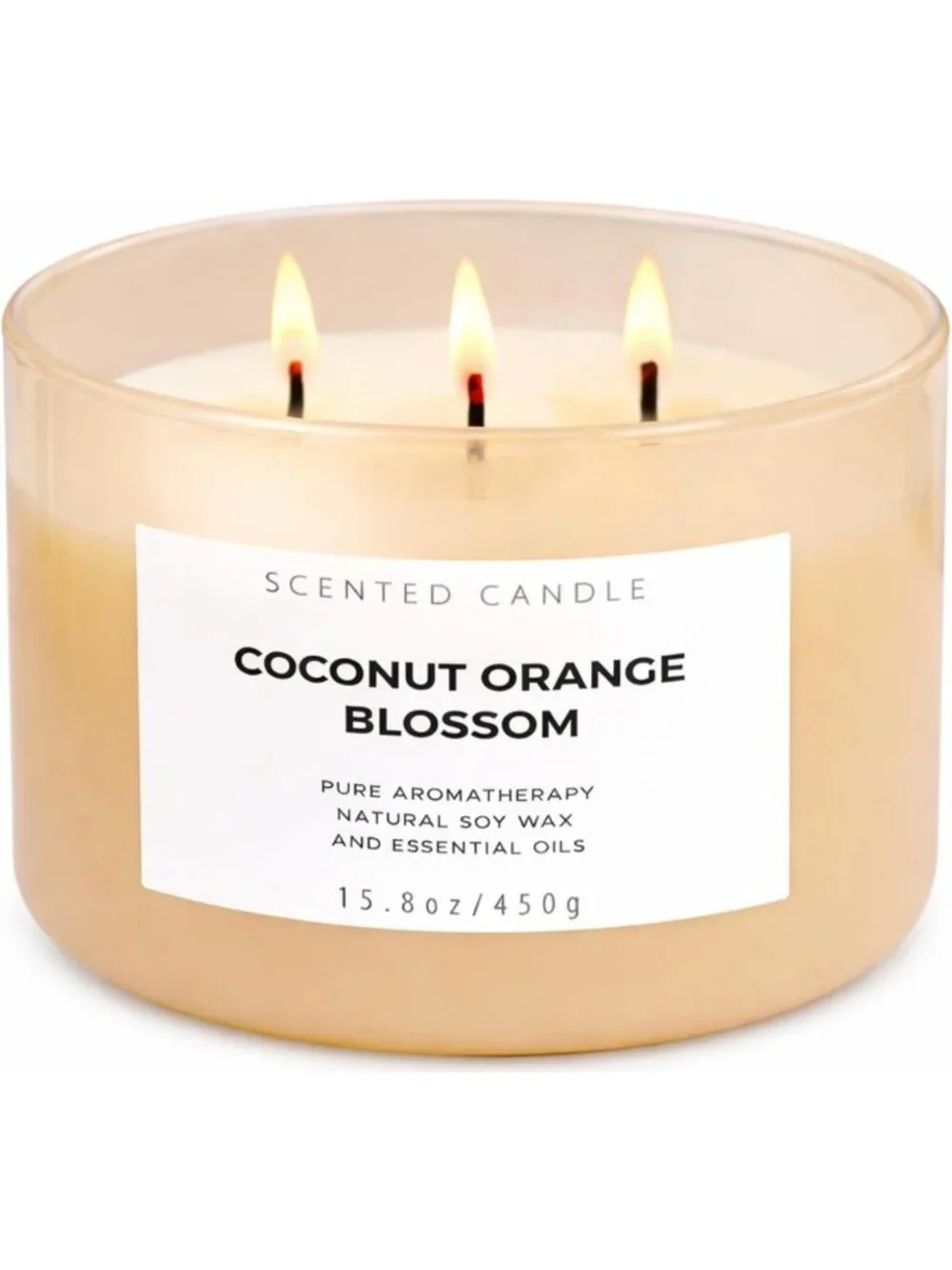 Tropical Coconut Orange Blossom Candle | 3-Wick Soy | Floral Citrus Scent | Long